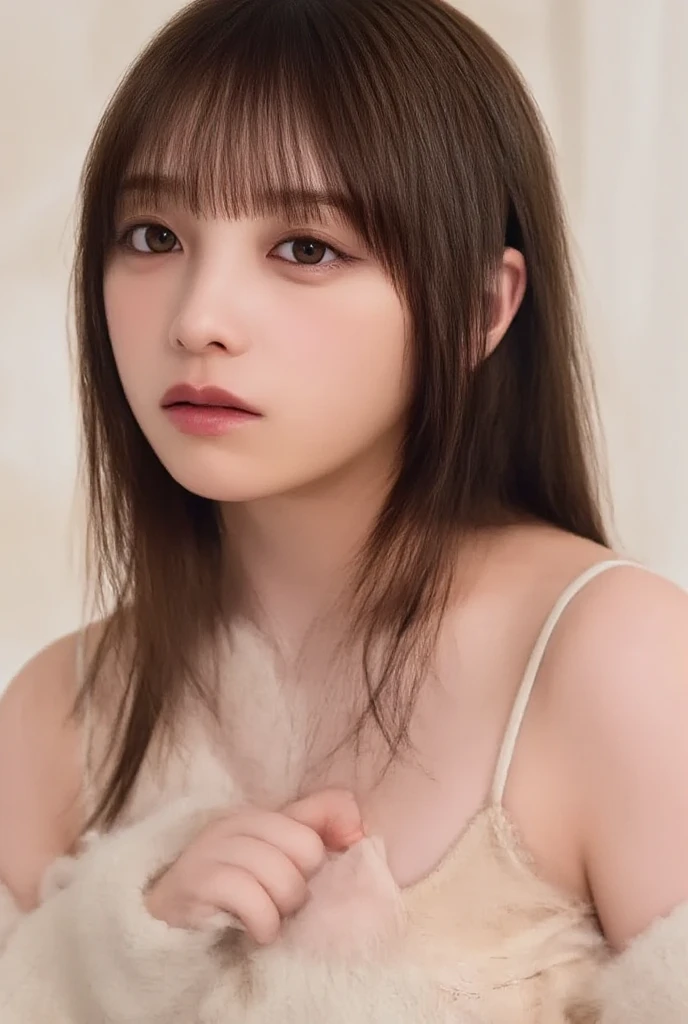 (8k、RAW Photos、Highest quality、masterpiece:1.2)、((night、Dark Room、Japanese-style room:1.5))、((naked、kimono、Nipples、Muscular、Gaze Here、Relaxed facial expression、Caramel colored hair、pubic hair:1.3))、(Realistic、Realistic)、1 person、(pubic hair、On the bed)、cute、smile