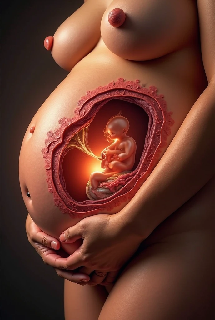 Pregnant woman&#39;s belly with twins