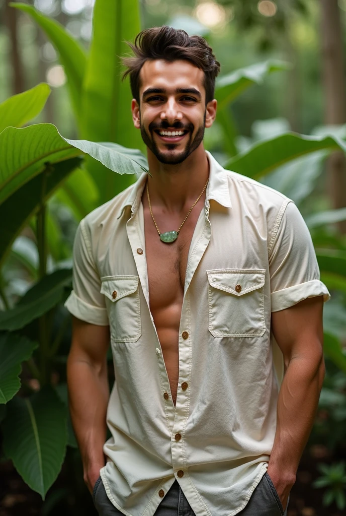 A man with green hat