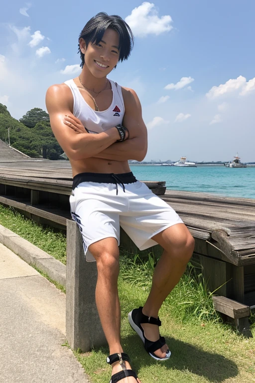 male Age 23 swimwear hawaii smile