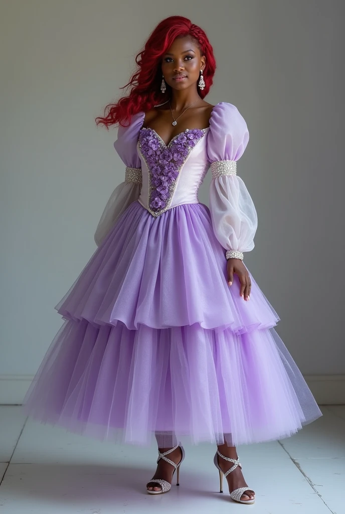 Linda garota "Rihanna", vestidos eda longo Vinho, de corpo inteiro, jardim de flores de rosa delicado e lindo, in a medieval setting, chovendo e raios.