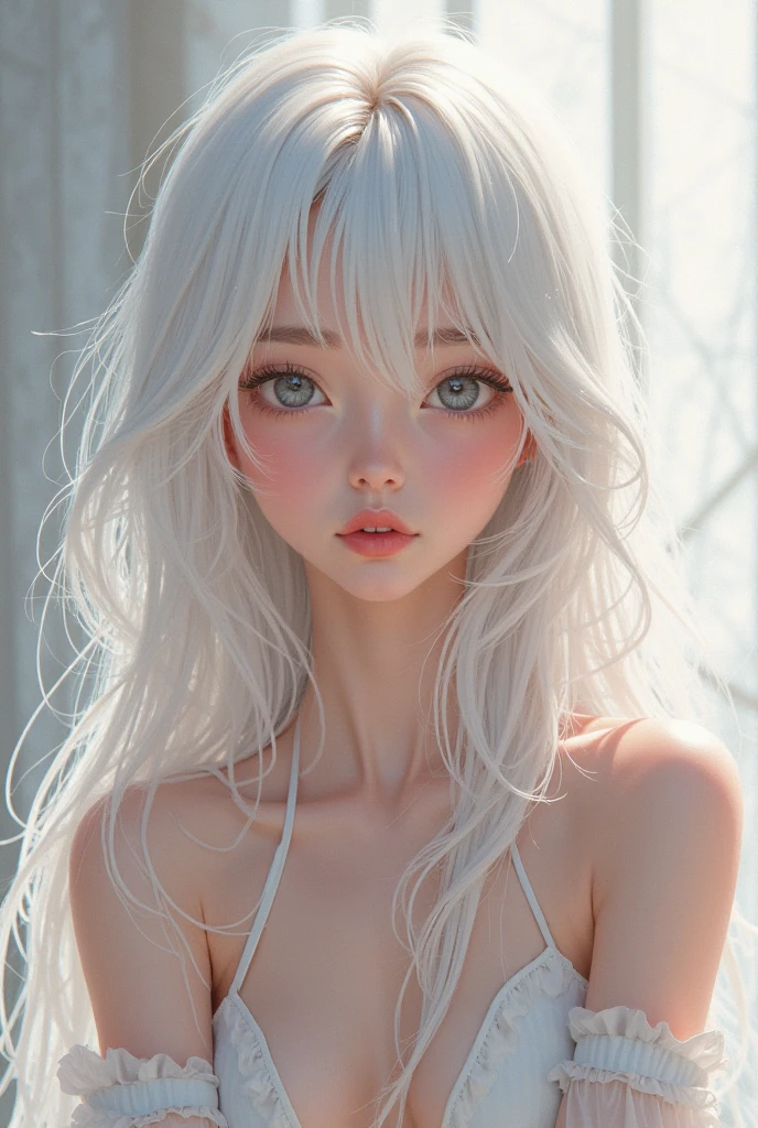 White haired russian anime girl without clothes