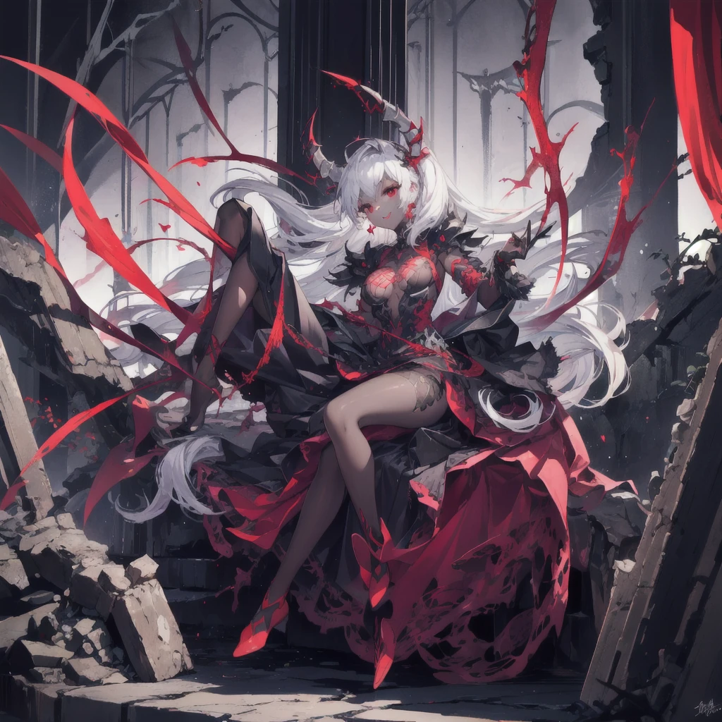 Anime girl with a sword and chain around her neck, Devil anime girl, Zerochan art, Gothic girl anime girl, Popular on artstation pixiv, guweiz on pixiv artstation, Beautiful and elegant demon queen, Beautiful Succubus, White Horned Queen Demon, Devil Girl, Neil Inspired, Digital Art on Pixiv, From Ark of Tomorrow, pixiv