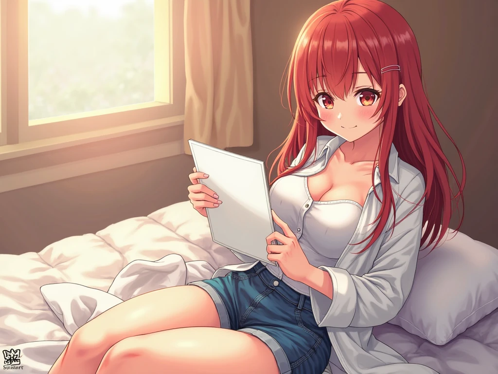 nsfw:1,5,Big Breasts,Thick legs,woman,Age 25,picture,Lying down,I'm shy,picture、(Wide-open legs:1.5)、Leg spread、Overflowing Sex Fluids、Showing off your crotch:1.2、((Masturbating:1.5、masturbation))、((Braid:1.8))