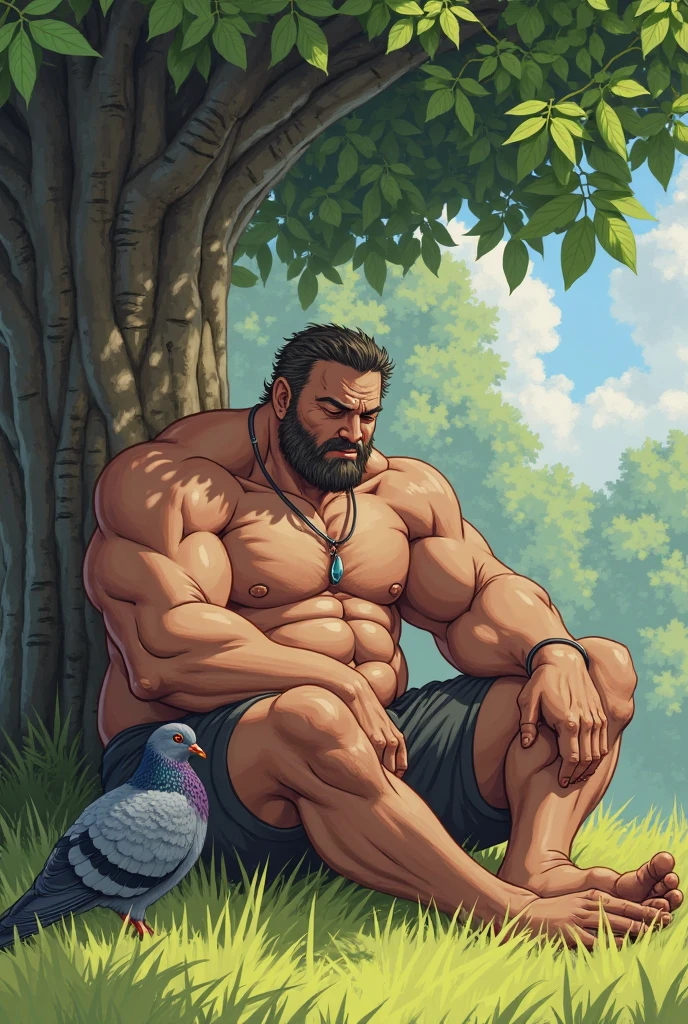 Muscular barbarian, parte superior do corpo nua, bare legs from thighs to toes, detailed muscular physique, realistic representation, 4k resolution. Plano de fundo: natureza selvagem e indomada com montanhas escarpadas, 32k uhd, melhor qualidade, obra-prima, super detalhes, detalhes altos, corpo peludo, cabelo raspado, corpo molhado, barba no queixo, cabelo curto, cabelo pequeno, cabelo cortado