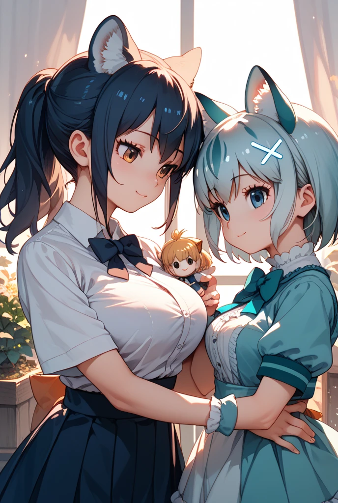(masterpiece, best quality), NSFW, 1girl, deepthroat, (1man, hetero:1.2), pov, (pov hands:1.3), (grabbing another's head:1.3), (headpat:1.2), (close-up face:1.2), penis, (fellatio, blow job:1.2), paizuri, BREAK Mina((girl, blue sparkling eyes:1.9, cat ears:1.8, silver bob hair:2.5,))(tareme:1.3), sleepy, (half-closed eyes:1.0), sleeping, heavy breathing, steam, frown, open mouth, blush, sweat, tear, BREAK ((school uniform, serafuku):1.0), (white shirt, white sleeves, short sleeves:1.2), (navy sailor collar), (aqua neckerchief:1.2), sleeve lines, bare arms, (open clothes:1.3), shirt lift, nipples, , classroom, naked man, Paiz+irru,