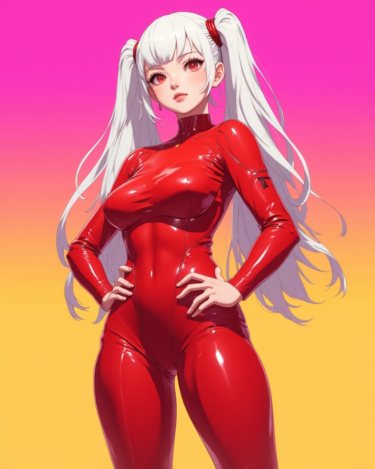 (Photorealistic:1.4),Best Quality, 超A high resolution,
4K, Instagram,
ighly detailed, ((SFW))
Alice \(nikke\),(Pink full bodysuit:1.3),animal ears animal ears:1.2), gloves, headphones, headset on head,
(Red jacket:1.5),(Latex Full Bodysuit:1.ink latex bodysuit:1.2), Pink eyes,(Twin-tailed:1.2), White Gloves, (White hair:1.3),
virtualgirlAim, medium breasts, Crystal Pendant, Smile,
Blurry background, View from below, Crouching