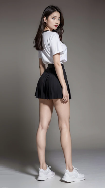 Black shorts lifting up the skirt