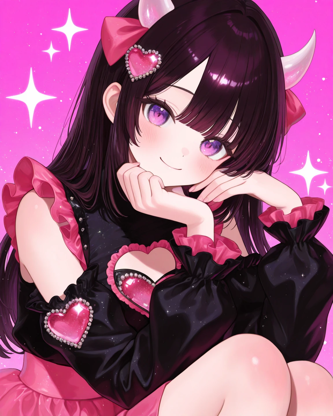 Pink Hair. Braid. mini skirt. Earrings. devil's wings. fallen Angel. Yami Ochi. Evil Qi. devil. universe. Heart shaped empty box. Heart logo. blush. devilの尻尾. Blindfold. Open your mouth. Stick out your tongue. Sweat. Drooling. Licking fingers. Put your finger in your mouth.,In a completely different expression