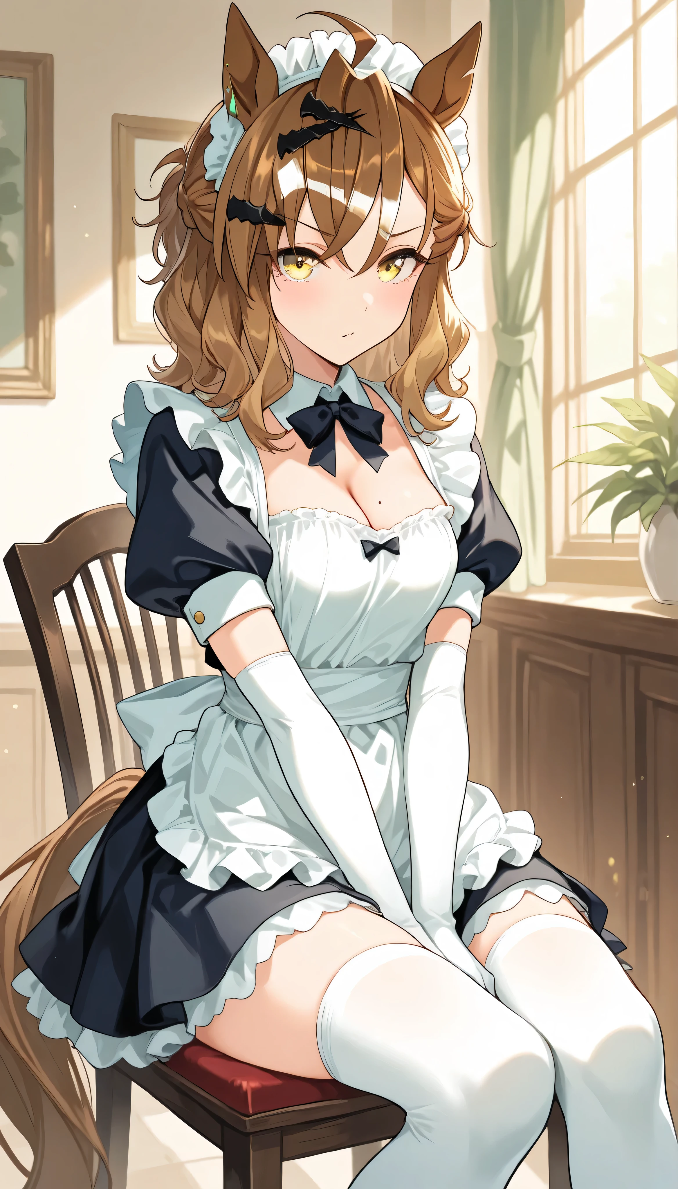 A beautiful girl, maid, cleaning