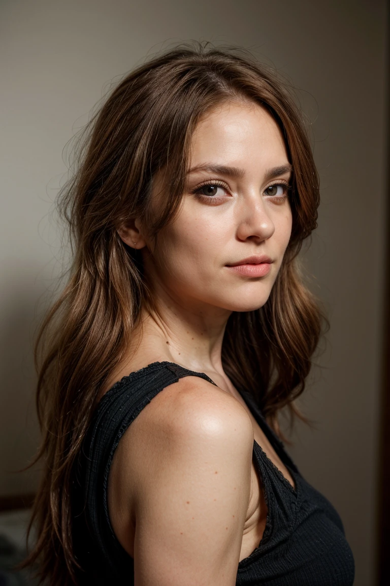 face of a girl with brown hair 