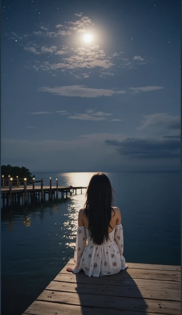 Starry night at beach, moon light, beautiful girl ultra detailed beautiful face