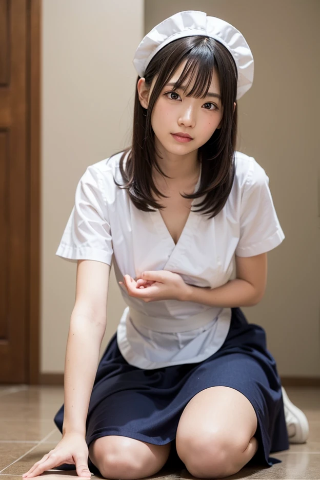 ((top quality, 8k, masterpiece: 1.3)), Japan old house, schoolgirl, full body shot (uniform, bare feet, muscular, thighs, legs), super delicate face, delicate and big eyes, double eyelids, fair skin, short cut hair