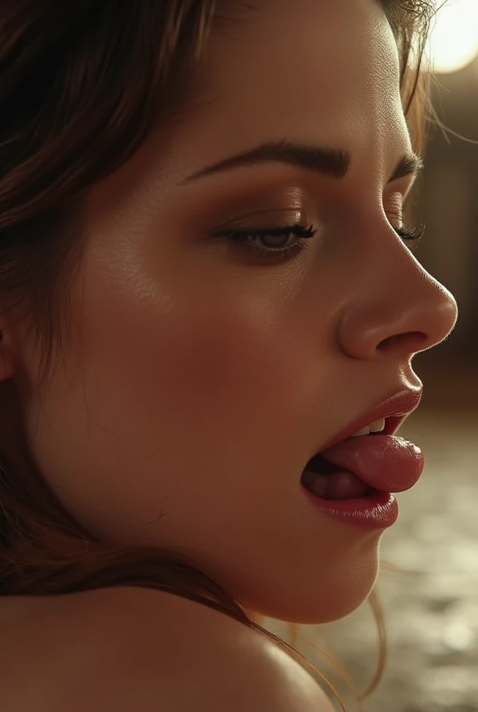 deep blowjob side view