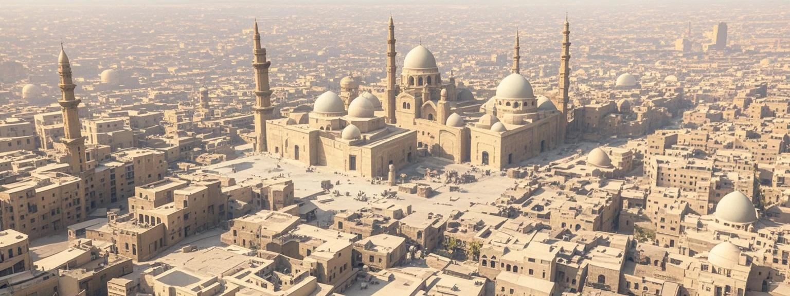 egypt city, tents, street, pyramid in the distance, day,