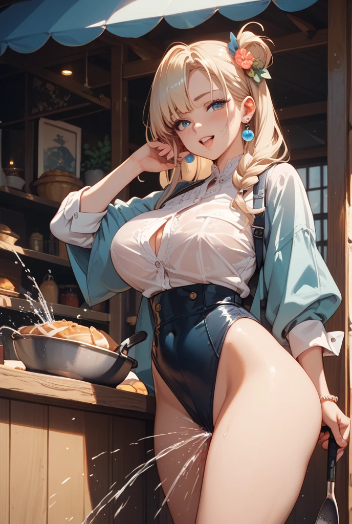 (masterpiece, best quality), best quality, best resolution, (ultra-detailed), (3heads:1.5), 1girl, (elly:1.3), masterpiece, best quality, ultra quality, ultra resolution, ultra detail, dark red and pink top, crop top, ((stomach)), midriff, ((groin)), dark red and pink skirt, miniskirt, normal ears, shackles, yellow hair, very long hair, wavy hair, sidelocks, yellow eyes, parted lips, open belly, sweat, cute, toned belly, hand on own chest, eyelashes, (24 year old woman:1.3), (masterpiece:1.5), (best quality:1.5), (beautiful detailed), extremely detailed CG, extremely delicate and beautiful, depth of field, (finely detailed face), (perfect details:1.2), (mature female:1.3), wide pelvis, slender, large veiny breast, 16k resolution, highres, high quality, high definition, extremely detailed, masterpiece, yellow hair, long hair, alluring presence, twin braid, short skirt, close up, big tits, young,