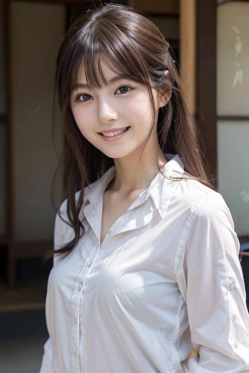 8K, highest quality, The real picture, Intricate details, Very detailed, Ultra-high resolution, Depth Field,(Realistic,Realistic:1.2),Tabletop , (Full Body Shot) , From the middle , 1 girl, eye_Chan, Very beautiful 17 year old girl, innocent big eyes,、Beautiful breasts:1.5、非常に詳細なeye:1.2)、(Beautiful breasts:1.1)、((Brown Hair))、(Semi-long hair), Asymmetrical bangs, Perfect Skin, Fair skin, Small breasts, Tight waist, alone, Staring at the audience, (smile)、((School_uniform), (White shirt、Wear a tie), (Blue and pink checkered pleated micro mini skirt), ((Fold your arms in front of your chest and act arrogantly)), ((楽しそうなsmile))
