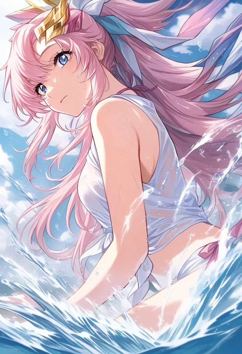 (flat color:1.3),(colorful:1.3),(masterpiece:1.2), best quality, original, extremely detailed wallpaper, looking at viewer, upperbody shot of a girl infused with lightning, fully clothed with blue long robe, highly detailed, extremely detailed, red eyes, electric, red moon, Rays of Shimmering Light, Cinematic Lighting, Matte, Stone, Milky Quartz, Opalite, Jewelry, Silk, Feathers, Water splash, Fog, Electric, Electricity, sparks,  lensflare, rim lighting, backlighting, Bracelet, Chromatic Aberration, RTX, Post Processing