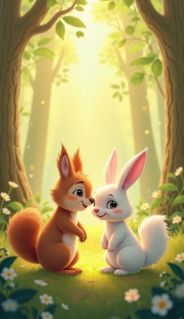 A rabbit and squirrel are best friends