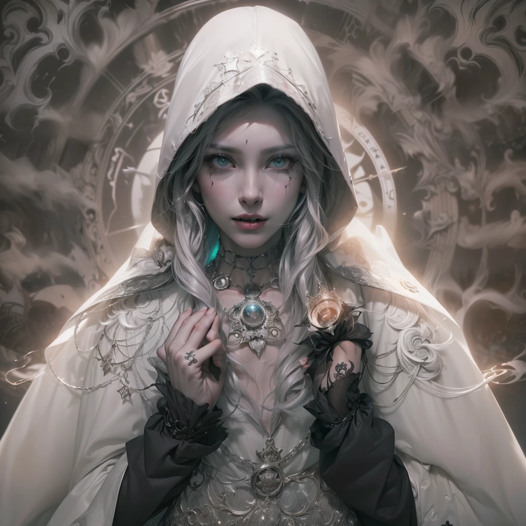Masterpiece, best quality, MTSpider V4, (((1 young innocent boy)), HDR, very detailed eyes and face, goth, solo, white skin, long hair, beads, japanese clothes, white kimono, silk, stone, forest, northern lights, spider silk, (glowing metal objects hovering in the air and encircling him: 1.2), (arcs and sparks: 1.2), (energy flow: 1.2), (translucent magnetic field lines: 1.2), (gold, silver gray and shimmering light effects: 1.2), horror art, fear, unified 8k wallpapers, ultra-detailed, beautiful and aesthetic, masterpiece, the best quality, deep and rich black shadows, mother earth, smiles, enchanting whimsical fantasy forest background, happiness, enchanting atmosphere, very detailed, dynamic angles, cowboyshot, most beautiful chaotic forms, elegance, fauvist design, bright colors, romanticism, by James Jean, Robbie Devi Antonio, Ross Tran, Francis Bacon, Michal Mlaz, Adrian Ganey, Petra Corright, Gerhard Richter, Takashi Yamamoto, Ashley Wood, Atmospheric