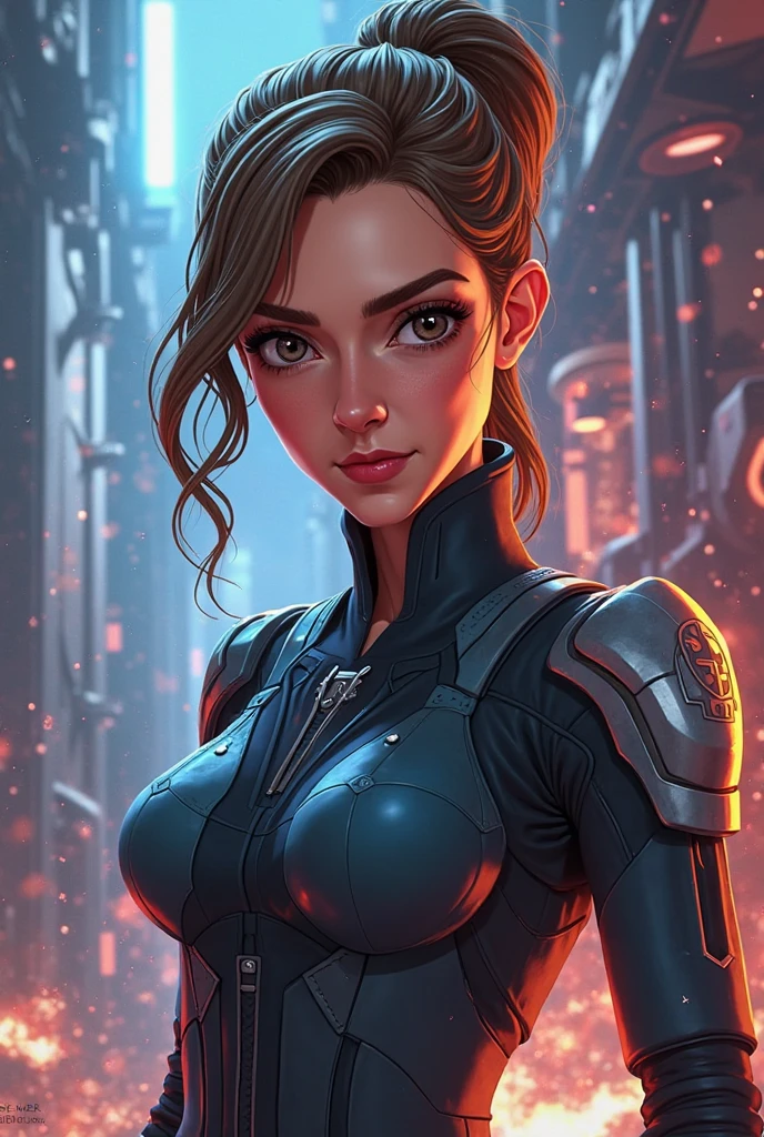 beautiful girl, special forces warrior who protects space