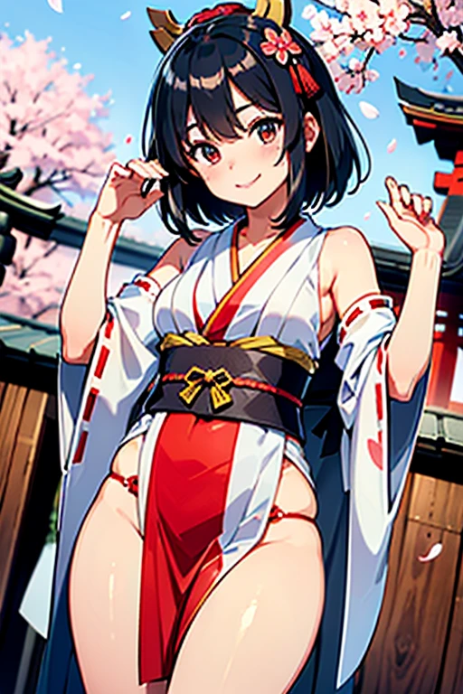 Kitasan Black,smile、looks happy、(naked:1.5),Outdoors、blue sky、(Wearing a collar:1.5)、Earrings、Earrings、bracelet,(masterpiece, Highest quality, Highest quality, Official Art, Beautiful and aesthetic:1.2),(Ultra-detailed),Open your mouth,(Steam coming out of the sides:1.5),(Cowboy Shot)、(Beautiful Face:1.4)、(Peeing:1.5)、Up from the bottom、Sweat、Facing forward,(最高のsmile:1.5)、全naked,Full nudity、navel piercing,Short Hair,((Slim figure))、(3 year old girl)、,(Small breasts:1.5)、shaved pussy,、(Hands on hips)、Very detailed、Animal ears、(naked:1.5)、全naked、Full nudity、Beautiful background、Cherry blossom trees、blue sky、Very detailedな体、Higher resolution、Large file size,A clear body、Not blurry