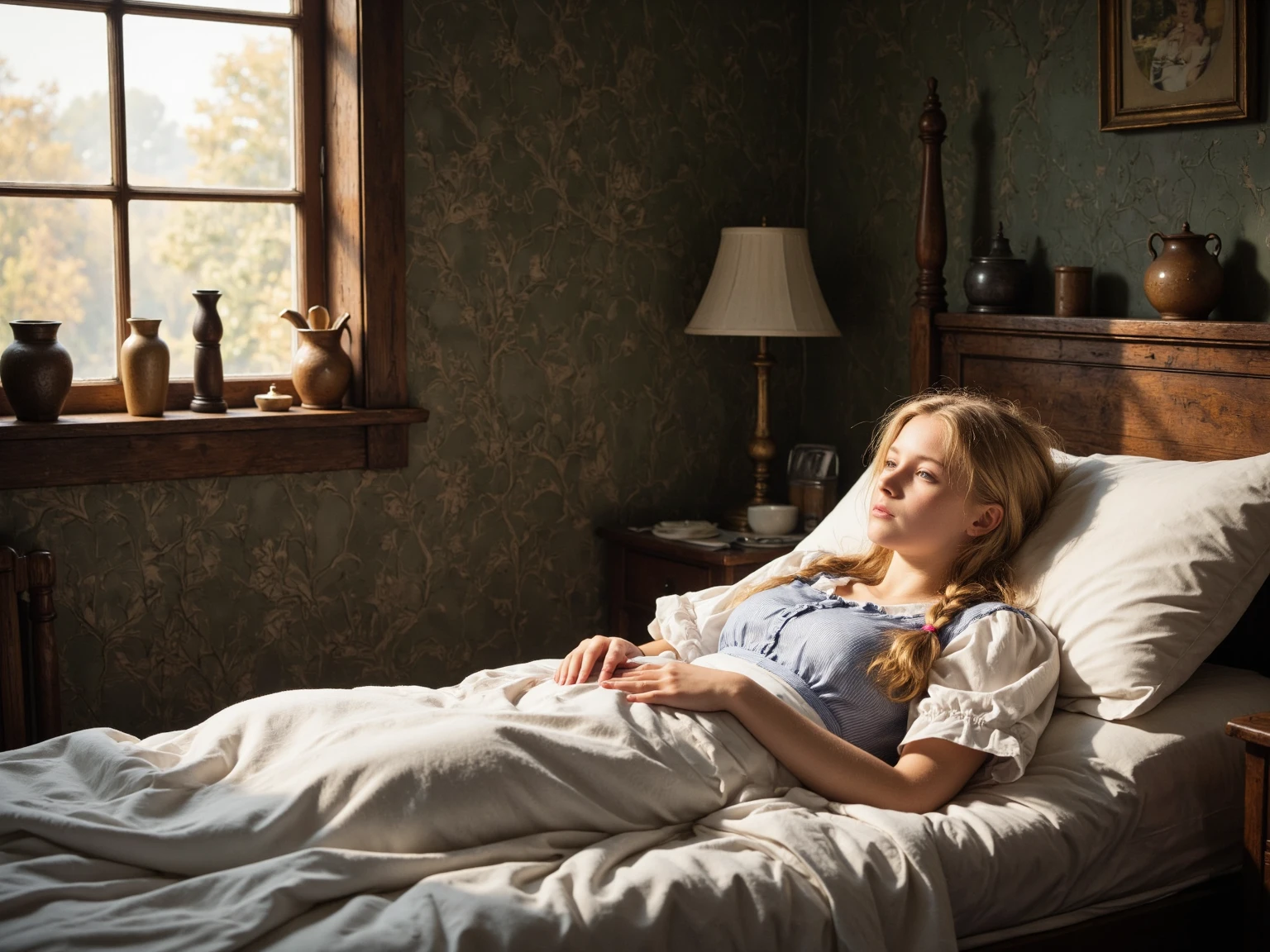 irish girl sleeping in rocking chair in southern porch with fireflies dust and porch lights summerevening humid dramatic lighting with light and shadows patterns on skin style of sally mann in color nostalgia