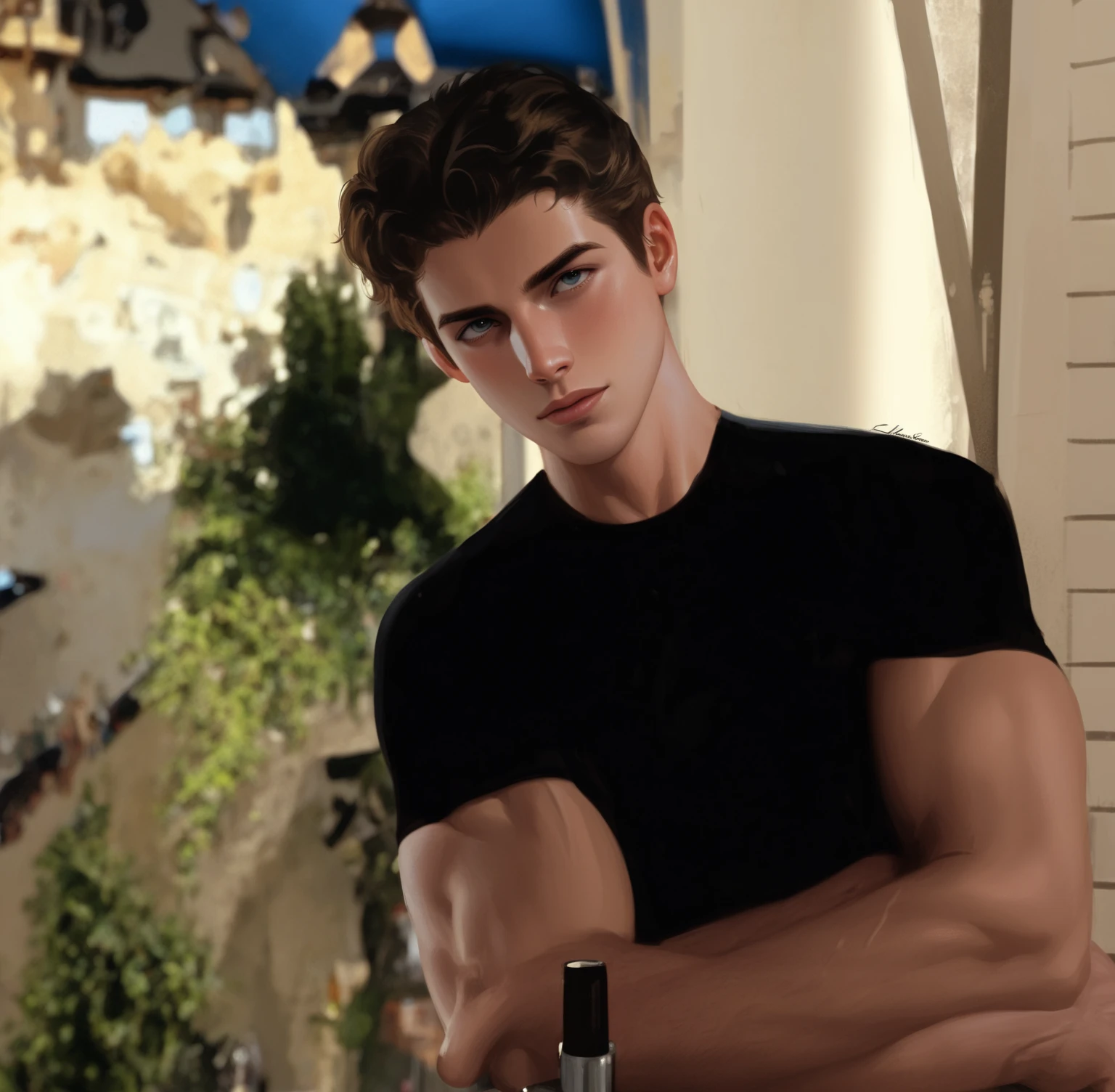 ((the best quality)), ((Masterpiece)), (details), perfect face, high definition, Masterpiece,4k,details clearly, Handsome face, white skin, perfect body, male body, strong muscles, abdomen, blue eyes, white skin, The most handsome man in the world, handsome, The coolest face, Male characters, close image (1man, shirtless), young man, mischievous smile, Extremely muscular tall man, open your eyes ((detailed eyes)), huge, muscular body and Massive, bulging pecs, muscular abs, narrow waist, short hair, blue eyes, delicate big eyes, carefree expression, clear face, handsome (detailed face, perfect face) ((extremely realistic shadows, bodybuilding posture, human, ((22-year-old young man)), V shape, athletic pants, athletic, Shirtless, Sunlight, City, lower pants, topless, close up look, CG sense, Textured skin, the best quality, Storytelling images, lower your pants, show Panty line, Show your abs, show arm muscle, Black hair, shining blue eyes, eyes contact, high school jeans