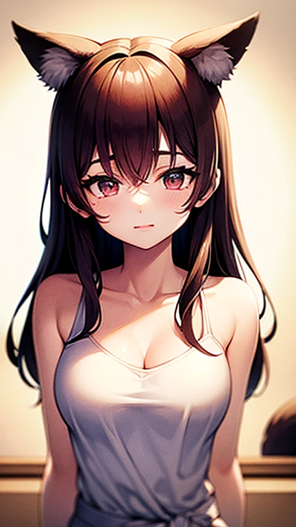 One person, solo, High resolution, Long Hair, chest, Gaze, Blushing, smile, Shortcuts, Open your mouth, Red eyes, accessories, Earrings, masterpiece, accurate, Anatomically correct, 最high quality, High-resolution model, high quality, Textured skin, Very detailed, chest, 大きなchest, Fujifilm,