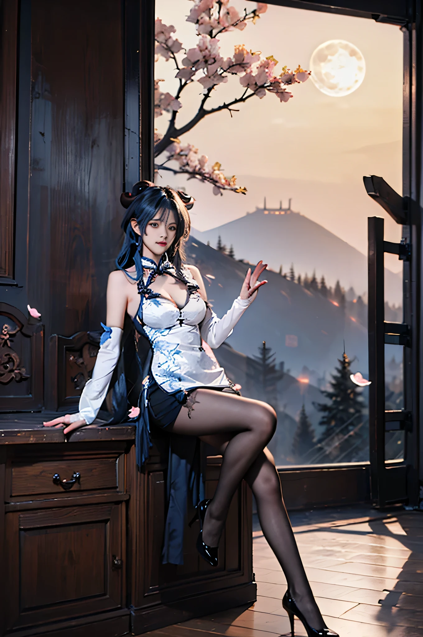 A Taoist beauty sitting in the moonlight --auto