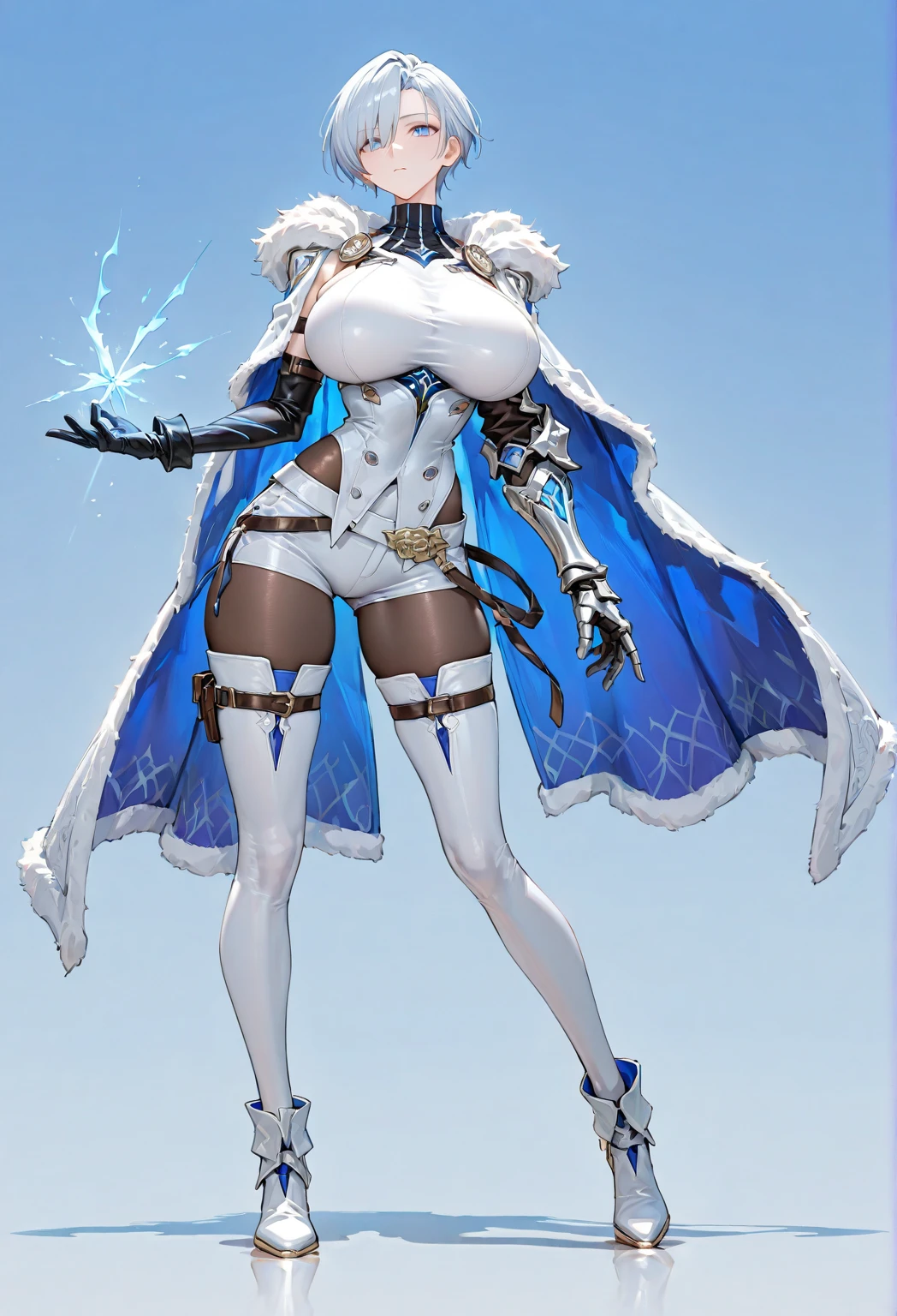 A beautiful woman, short purple hair, long bangs covering her left eye, a headband on her forehead, an exquisite and charming face, a mysterious gaze, a faint smile, draped over her shoulders is a thick fur scarf connected to sleeves made of the same fur, a fantasy-style bikini outfit, showcases her delicate and alluring figure, a fur belt around her waist, the background features a cracked giant stone in the wilderness emitting an eerie glow, this character embodies a finely crafted fantasy-style female villain in anime style, exquisite and mature manga art style, perfect body, perfect nose, goddess, femminine, high definition, best quality, highres, ultra-detailed, ultra-fine painting, extremely delicate, professional, anatomically correct, symmetrical face, extremely detailed eyes and face, high quality eyes, creativity, RAW photo, UHD, 8k, Natural light, cinematic lighting, masterpiece-anatomy-perfect, masterpiece:1.5