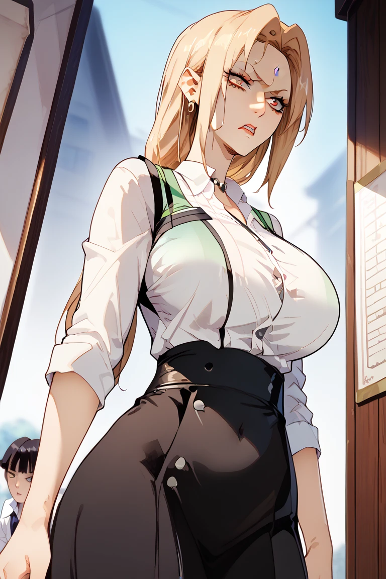 (masterpiece, highest quality, best quality, official art, beautiful and aesthetic: 1.2), (1girl), extremely detailed, (fractal art: 1.3), highest detailed, upper body focus, upper body, HDR, ), vivid visual effects, (dynamic stripes, luminous traces: 1.2), completely naked, abs, muscular, ass, ass focus. Looking at viewer, sitting at a office table, office, dominant, annoyed expression, frustrated, sitting, huge breasts, boob window, naked breasts, breast window , Detailed face, perfect face, (integra hellsing cross bet blindfold), wearing overall jumpsuit, overall jumpsuit showing shaved armpits