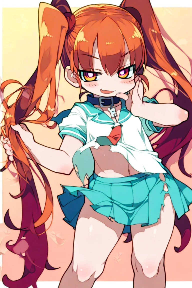 Naked girl, panties around thighs, shirt lifted, Hakos Baelz