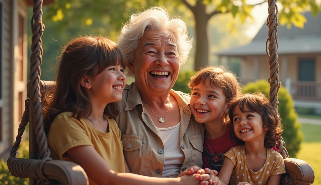 grandmother talking to her granddaughter, pessoas brancas para um livro infantil