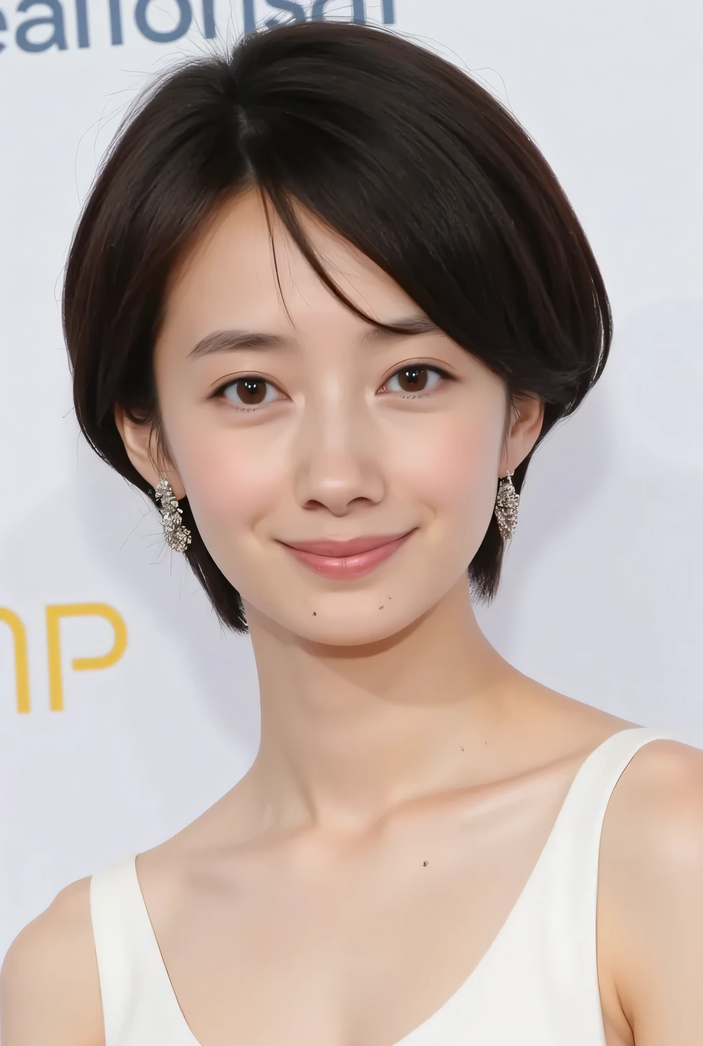 1woman, looking at viewer, beautiful skin, beautiful eyes, beautiful face, highly detailed eyes, make up, masterpiece, Super Details, Best lighting, Realistic and Realistic Pictures, high definition RAW color pictures, slightly smile, medium hair, 波留, haru, detailed, realism, skin texture style, sclera style