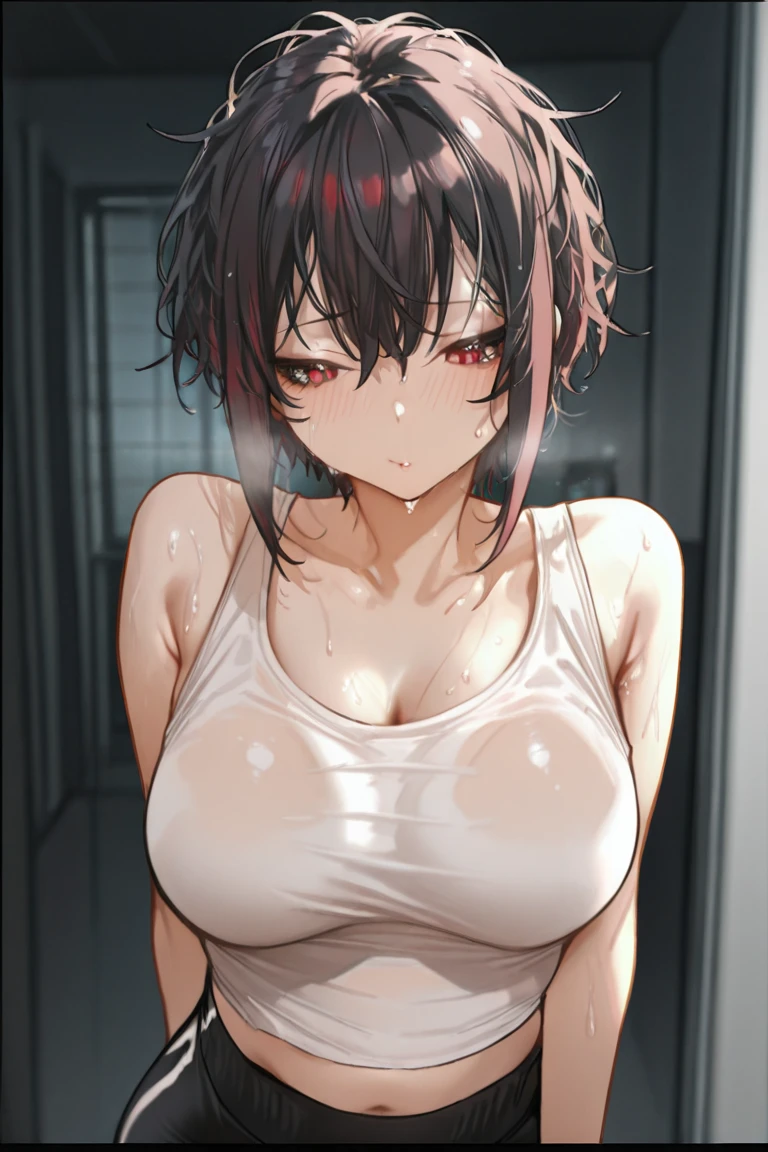 a beautiful bloody young Japanese female streetfighter is raped by opponent at the back street. She has been sexually violated by her opponent. she is lying down. she was defeated. she lost. she was knocked out. she is in strong ecstasy. Orgasm. Short-cut black hair, out of breath, drooling from mouth, screaming, exhausted, drenched in sweat. Muscularity. Six-pack abs. Erect nipples.