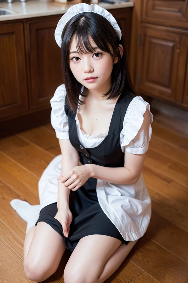 Photo quality,Masterpiece,Realistic,(14 year old cute Japanese girl:1.9),(Detailed young face:1.9),(Very embarrassed look:1.9),(Angle from below,Thin legs:1.9),((Wearing black Gothic Lolita fashion:1.9)),(Adult video package shoot:1.9),(Taking photos at the Comiket venue,Inner thigh visible:1.9),((Droopy eyes:1.9)),((Body type of a 14 year old girl,Small Tits:1.9)),(Cute school girl hairstyle:1.9),((Skinny Legs)),Very pale skin,Show your forehead,Detailed body,Detailed hands,No makeup