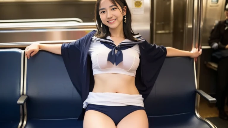 A 22-year-old with a cute, idol-like face and a baby face.　Full body visible when standing　Occupation: Flight Attendant　Gentle and cute　smile gently　small bust　It&#39;s a bikini-style uniform.　Raw photo　genuine　real　High definition　Do not display copyright