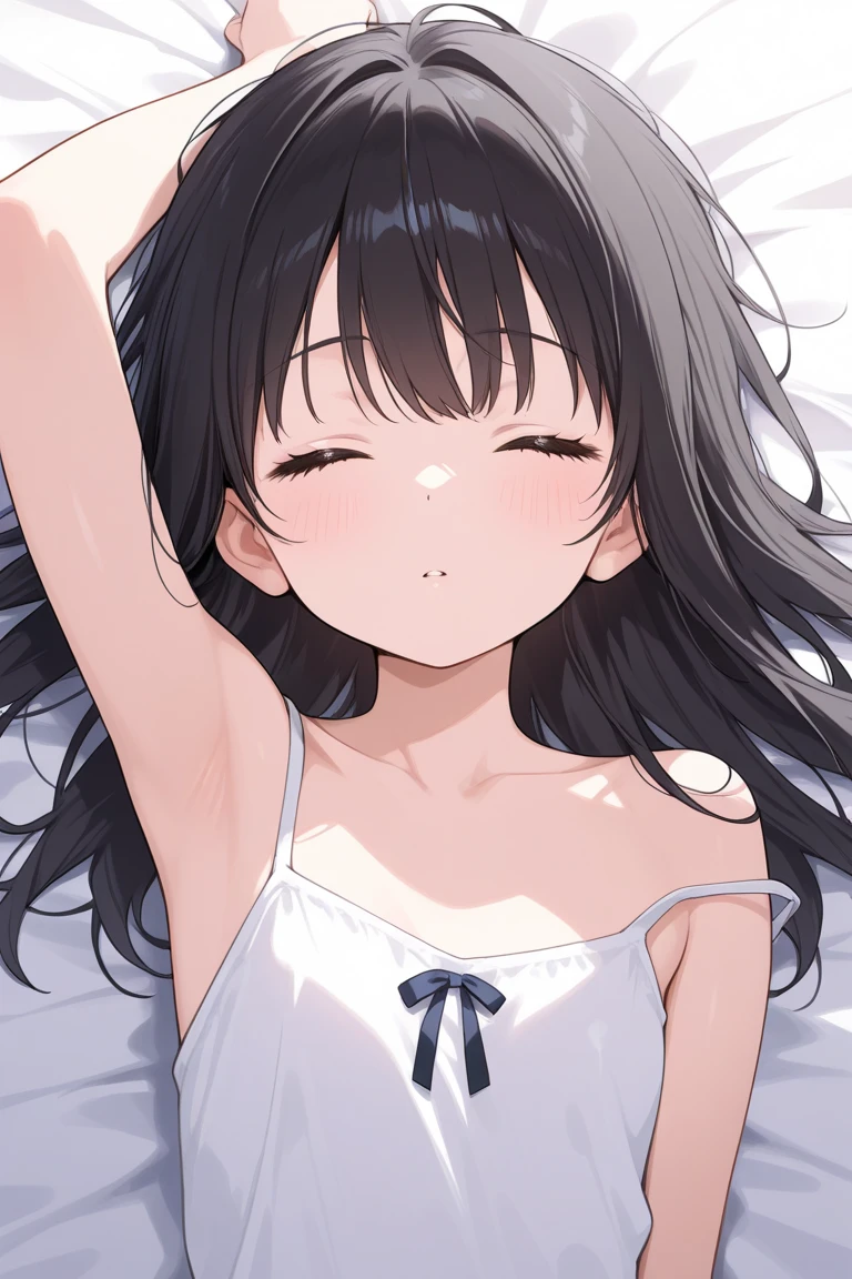 (open arms for viewer :1.5),(on back:1.5), Realistic, real person, (pale skin: 1.2), RAW photo, photorealistic, portrait photography, shiny skin, shiny hair、 (A 35-year-old woman with bangs) and (wavy hair) and (brown hair) and (Orange Eyes) , (business suit:1.5)and (Wearing a white collared shirt)、 (blush:1.5),smile,（Cleavage：1.5）、Sleeping on the sofa,(alone:1.5)、With arms outstretched towards me