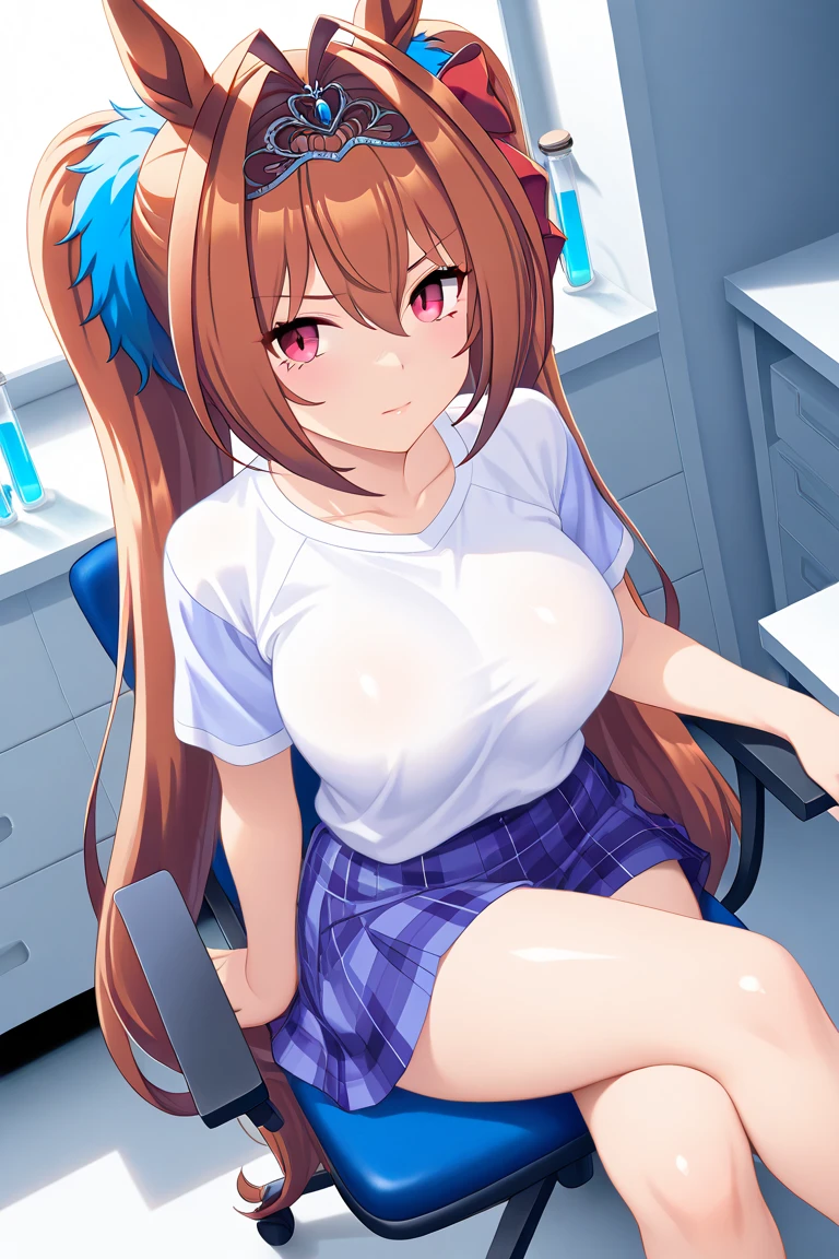 1 Cute naughty toddler Girl, (short stature:1.8, short figure:1.8, disproportionate huge breasts, thick legs, toddler body:1.3), (two side up, long hair, red hair), brown eyes, (naked:1.2), (blush, ;d, yuruyuri), at the adventurer's guild, A bulletin board with posted paper, nfsw, sweat, (cum in vaginal:1.3), vaginal sex