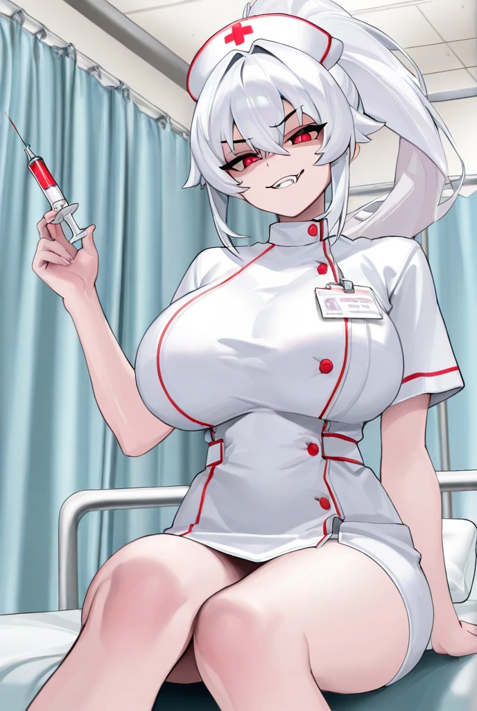 masterpiece, best quality, evangelion kaworu nagisa, kaworu nagisa, nsfw, red eyes, nurse, sexualized nurse clothes, seductive, hot, seductive face, ahegao, bukkake, cum on face, cum dumpster, sex slave, face covered in cum, cum eating, drinking cum, drinking a big bowl of cum, surrounded by black men dicks, black men dicks, extremely big dicks