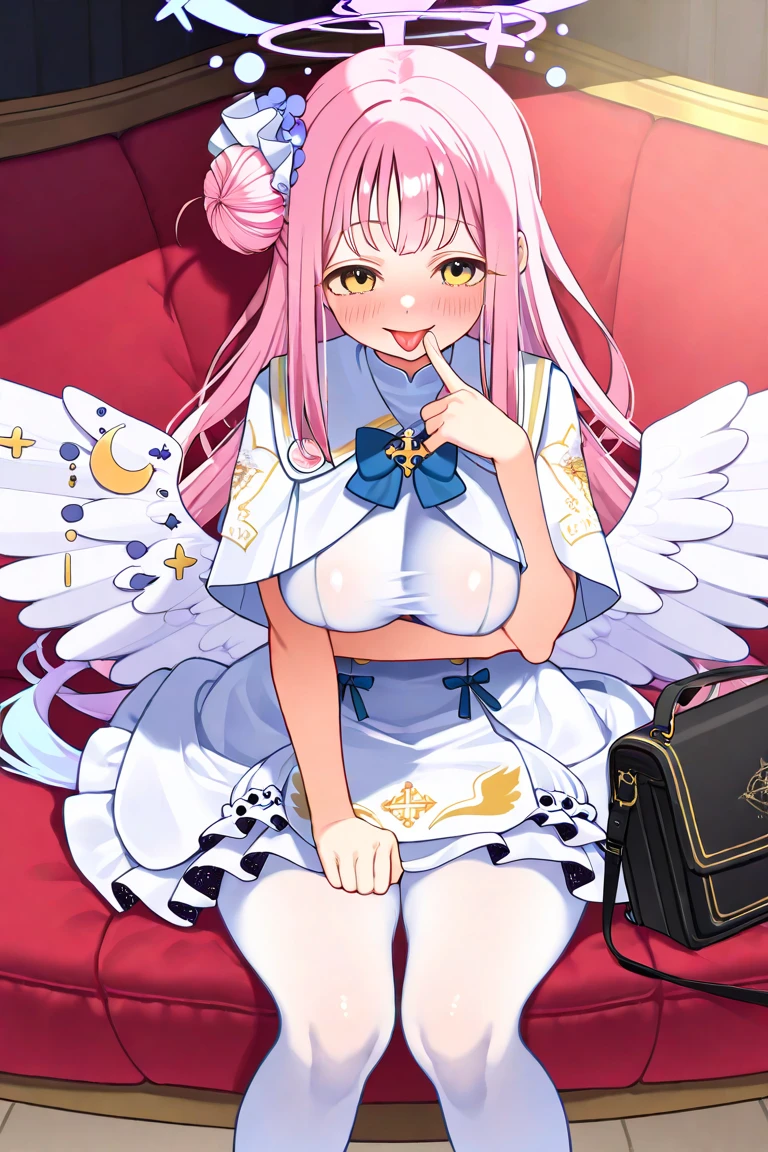girl,(angle from below),June bride style outfit,clothes with lots of frillangrigaeshi),close up of face,((high resolution)),ecstasy,(lace pattern background),(white and pink and blue and yellow and green and orange),(NSFW:1.3),((Vagina SEX))