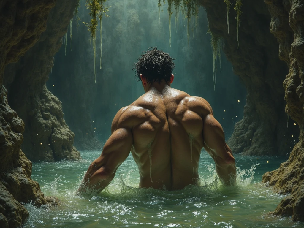 expressionless,eyes closed,serious,chris redfield,re5field,(masterpiece:1.2), best quality,pixiv,official art,perfect anatomy, (Light线追踪, Light),alone, (1_male:1.3) , (muscle), (muscle), (light stubble:1.2), (闪闪发Light的眼睛), thick eyebrows, (naked:1.3) ,hot spring, Japanese style , hot spring ryokan, wet, (FOG:1.3) , whole body, soak in the hot spring ,Reflections in water