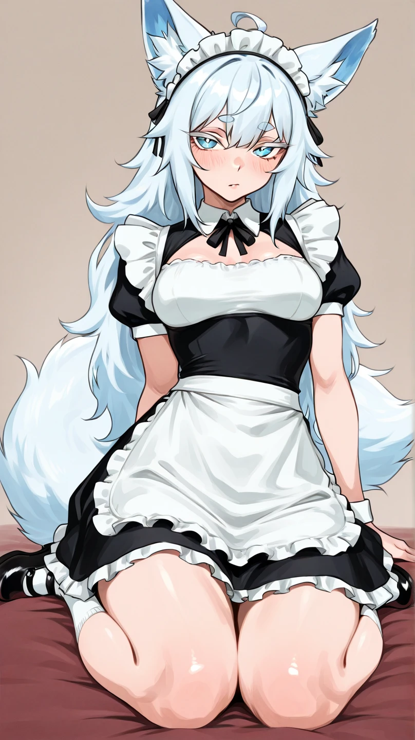 Reshiram,furry,Bust 87,Waist 57,Thigh 86,Good resolution,lying on the bed,Apron set,Good light and shadow details,shade,sexy body,blushing