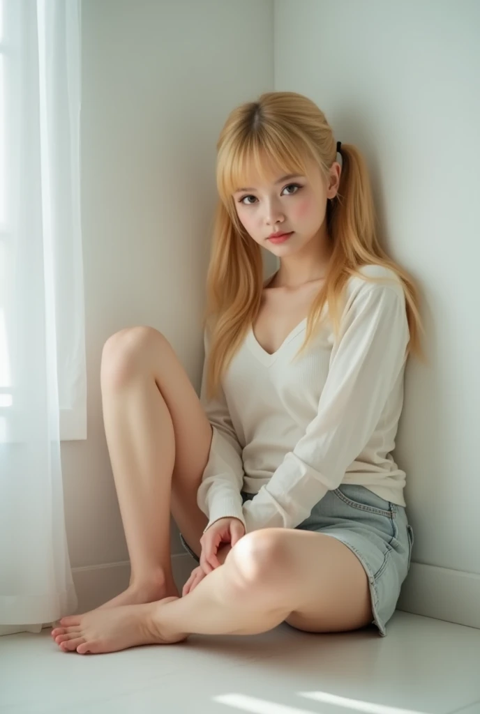 PantyhoseMiniskirtJapaneseFull bodyLong hairBlondeTown