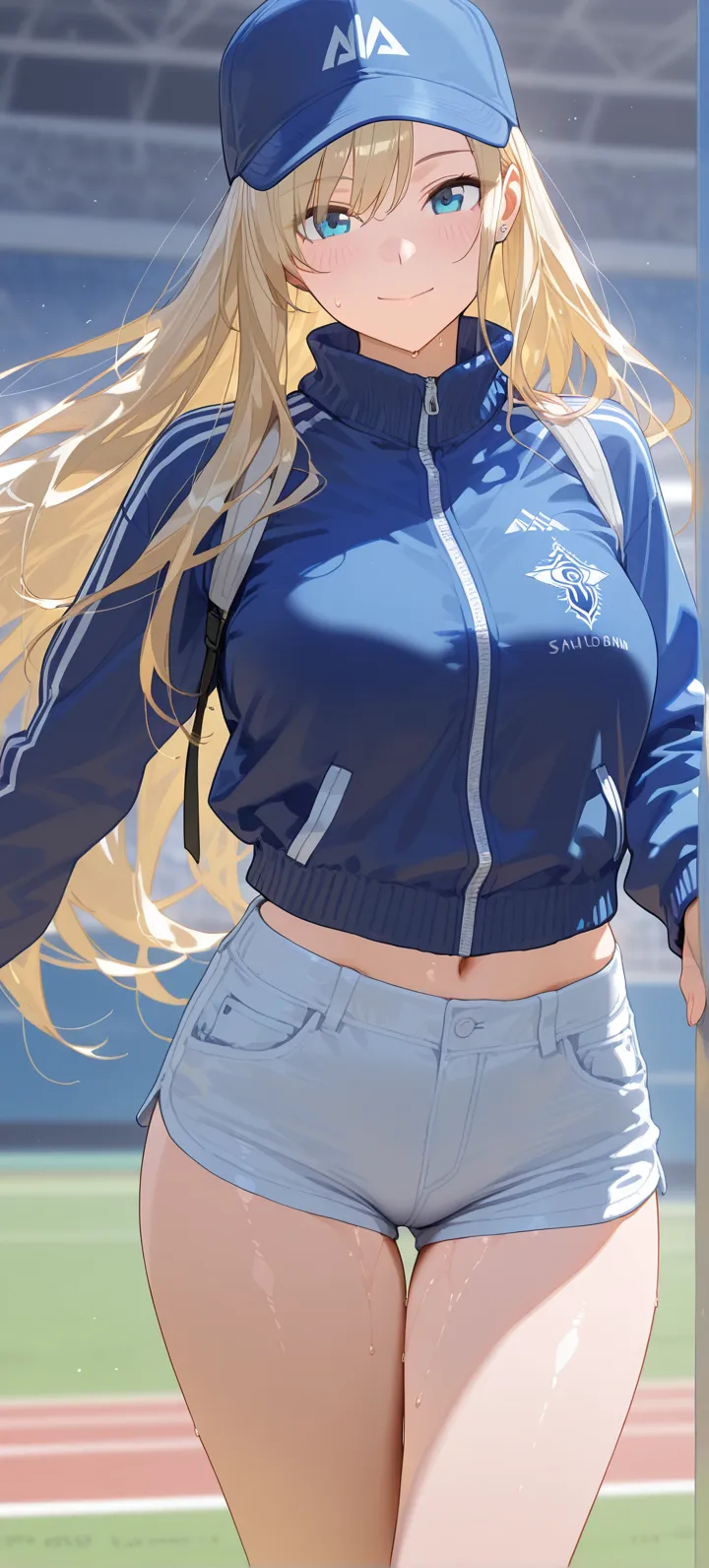 (masterpiece:1.2, best quality), (highly detailed), gym locker room, 1girl, 13yo girl, , long legs, long hair, blonde, (white pantielue sonic the hedgehog hoodie)), standing, smile, Original Character, Volumetric Lighting, Best Shadows, Shallow Depth of Field, (Highest Quality, Amazing Details:1.25), Brilliant Colorful Paintings (Huge breasts: 1. 2,),