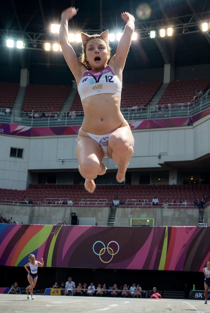 A beautiful Japanese woman in her late 20s with a bob cut is skydiving in the sky４０００Meters、She is sensual、Micro Bikini、Very sexy swimsuit、She has her arms and legs spread wide and is having so much fun.！Clear focus