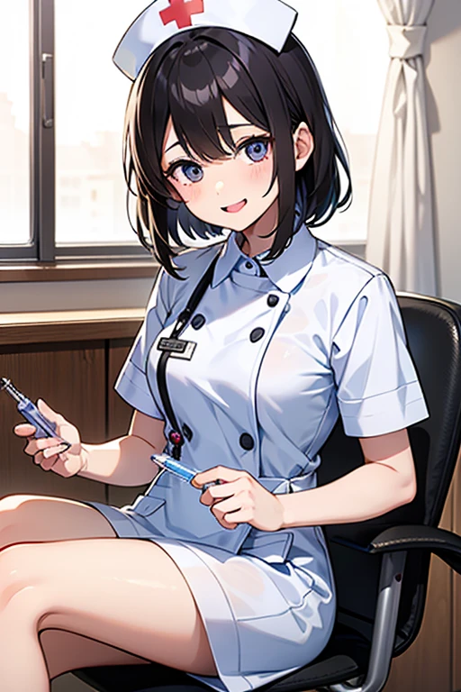 (((((( A high school girl sits on a chair in the nurse's office and lifts her clothes to expose her breasts.、A middle-aged male doctor is vigorously massaging a schoolgirl's breasts with both hands.,shirt lift,bra lift,nipples)))))),(((skirt,large breasts,pov hands,blush,))),(((Upper Body、Photographed from the front)))