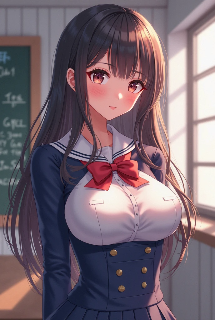 (masterpiece, highest quality, High resolution, 超High resolution, Perfect Pixel, Depth of written boundary, 4K, RTTX 10.0, High resolution))), (One woman:1.3), Beautiful Anime Women, Beautiful art style, Anime characters, ((Detailed face:1.2)), ((Smooth texture:0.75, Realistic texture:0.5, Anime CG Style)), (Maximum resolution: 1.2), Cinema Lighting, ((highest quality)), ((masterpiece)), (High resolution), 8K, Best Shadow, The best natural light, Cinematic, 1 Female,brown hair, ,,Beautiful breasts,sweater,Pleated Skirt,Stylish,,(Look forward)(((Blushing、Surprised expression)), (pussy juice:1.1), School classroom