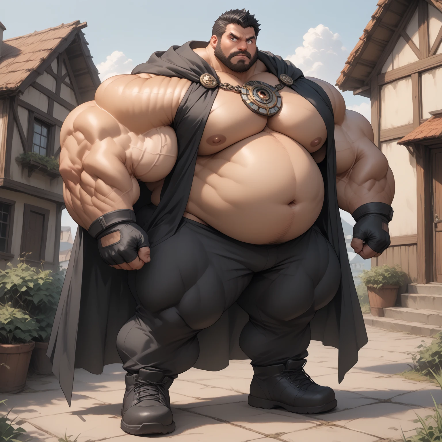 Close-up of an old man wearing a shirt posing for a photo, Strong and stocky body, Incredibly huge, very beautiful. big muscles, Exaggerated body shape, half human half asian black cow, muscular, muscular physique, powerful and huge, Strong Fat Dionysian Body, big muscles,Dumbledore,Big breasts,wearing an outfit,Wearing crocodile dragon armor,Wearing a crocodile head hat